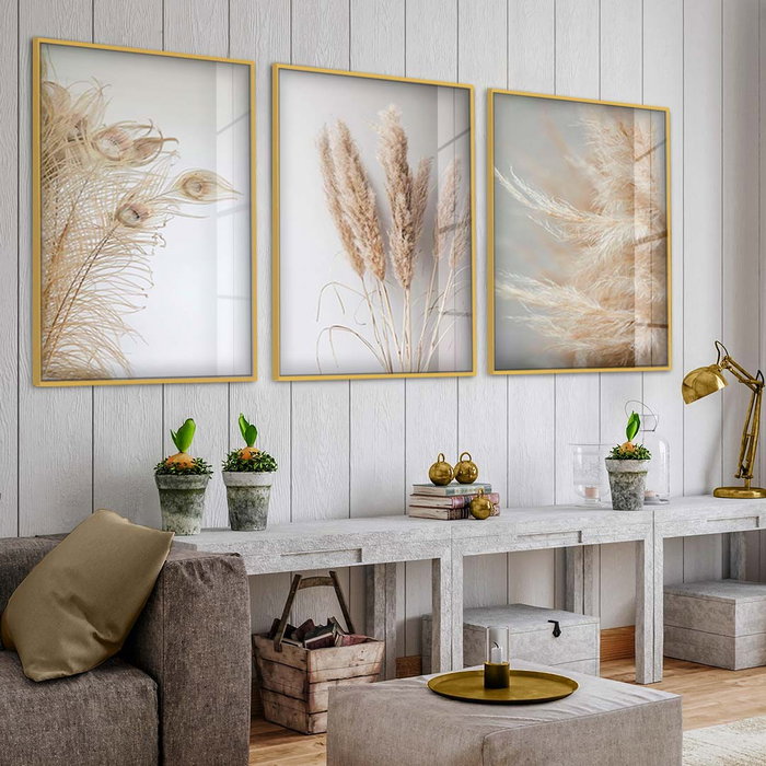 Wallity Cuadro Decorativo de Vidrio Templado Multicolor 30 x 40 cm (3 piezas)